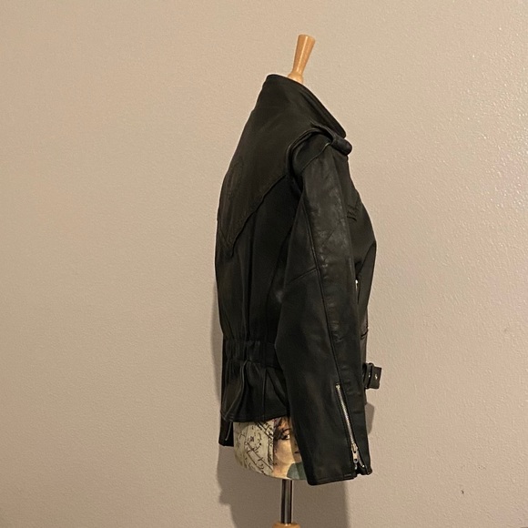 Black Leather Jacket Sz 10 - Picture 7 of 13